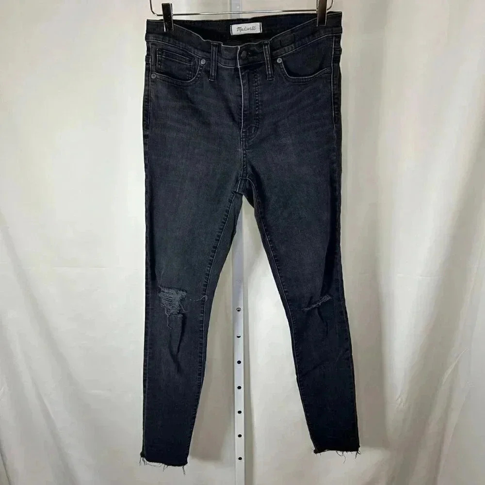 Madewell Size 30T 9” High Rise Skinny Jean Black Denim